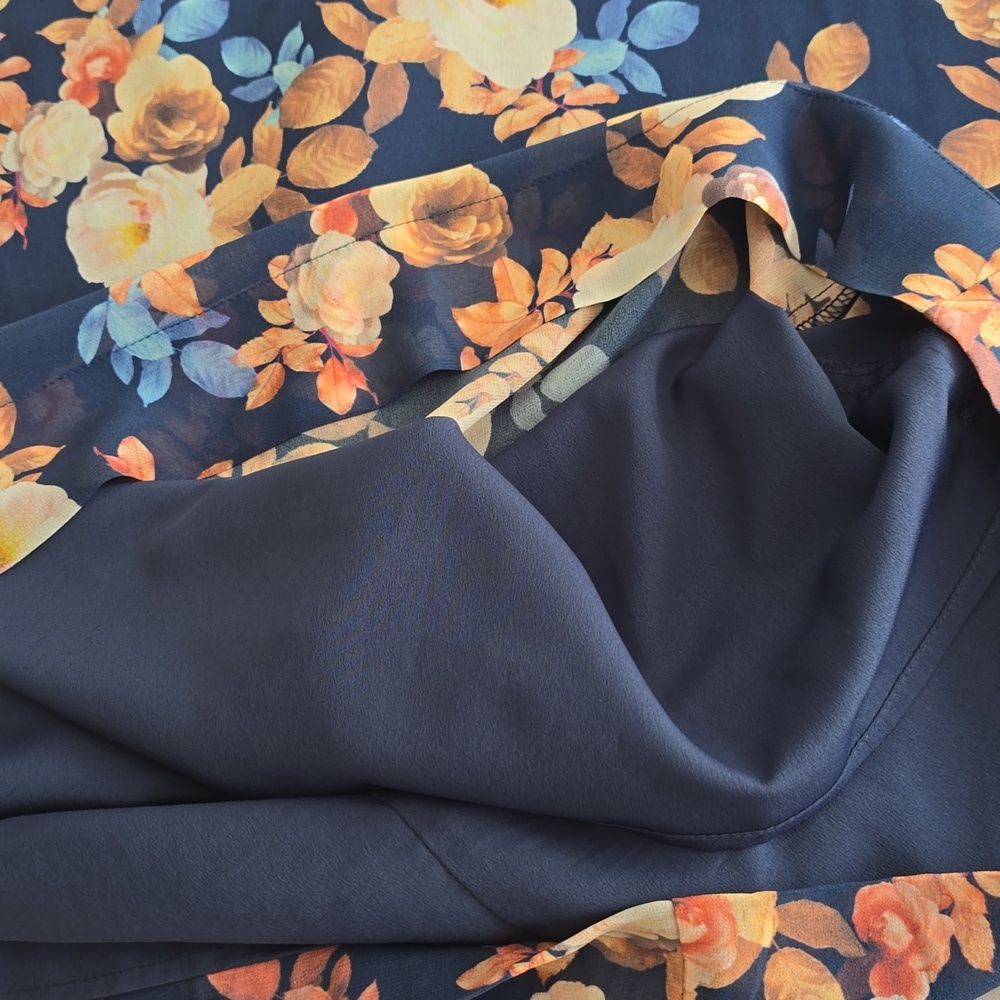 J. Crew 100% Silk Antique Floral Short Sleeve Shift Dress Blue Lined Size 10 - Picture 15 of 15